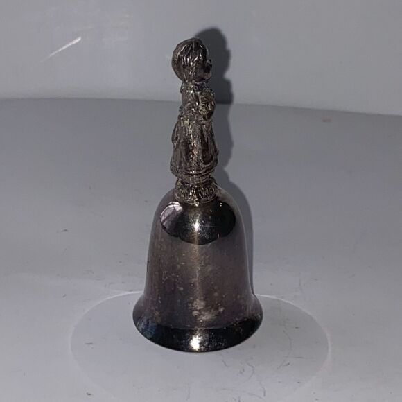 New England Collectors Society Bell Girl with Rabbit Silver Plate Bunny - Picture 7 of 9